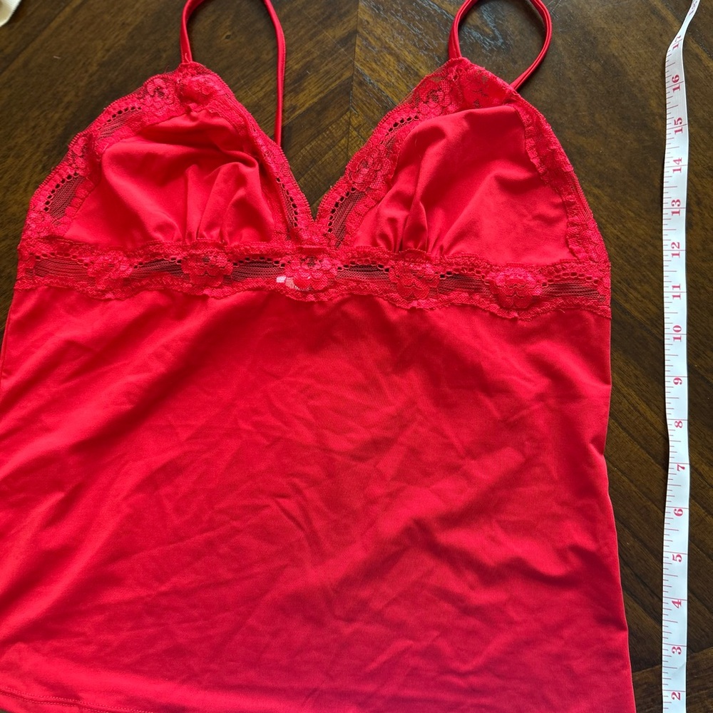 Elegant Red Lace Trim Camisole